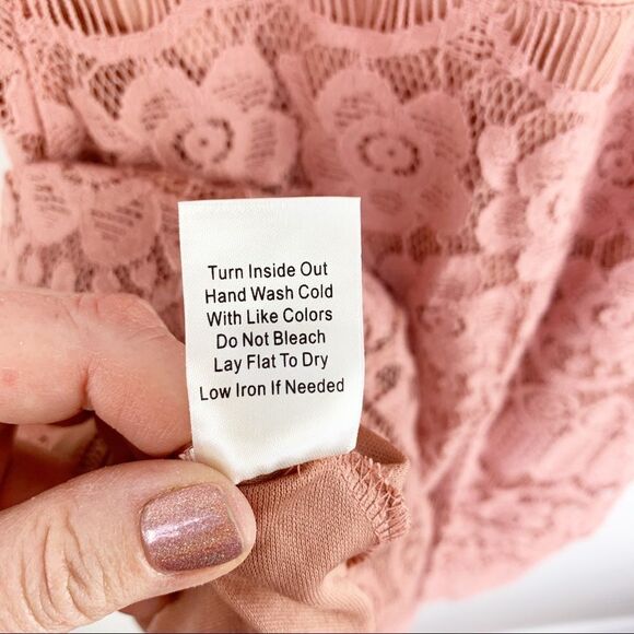 Blu Pepper Lace Mock Neck Mini Dress Pink Blush - Picture 13 of 15